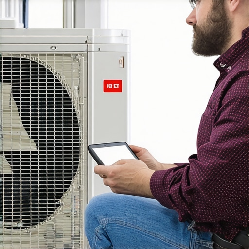 Homeowner monitoring heat pump performance with IoT sensors and smart diagnostics