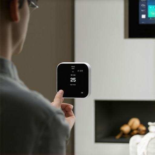 Smart Thermostat Inspection for Home Comfort Homeowner adjusting a smart thermostat to optimize heating