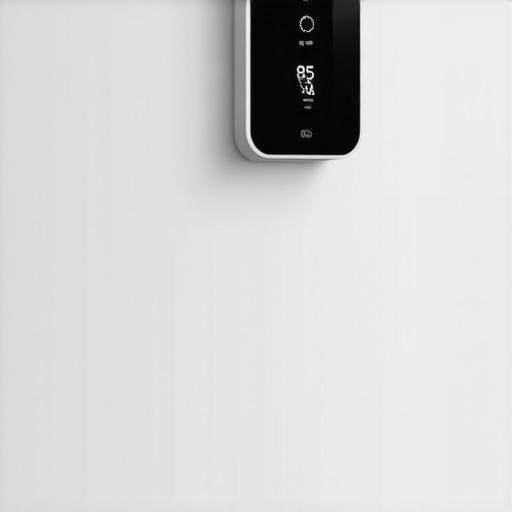 Smart Thermostat for Home Heating Close-up of a smart thermostat installed on a wall, showing digital controls for climate management.