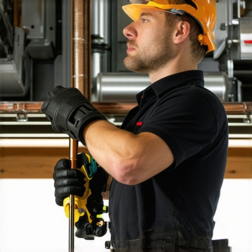 Expert HVAC Inspection of Ductwork HVAC technician inspecting duct system with tools in hand.