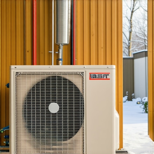 Residential heat pump system installed indoors and outdoors for winter efficiency.